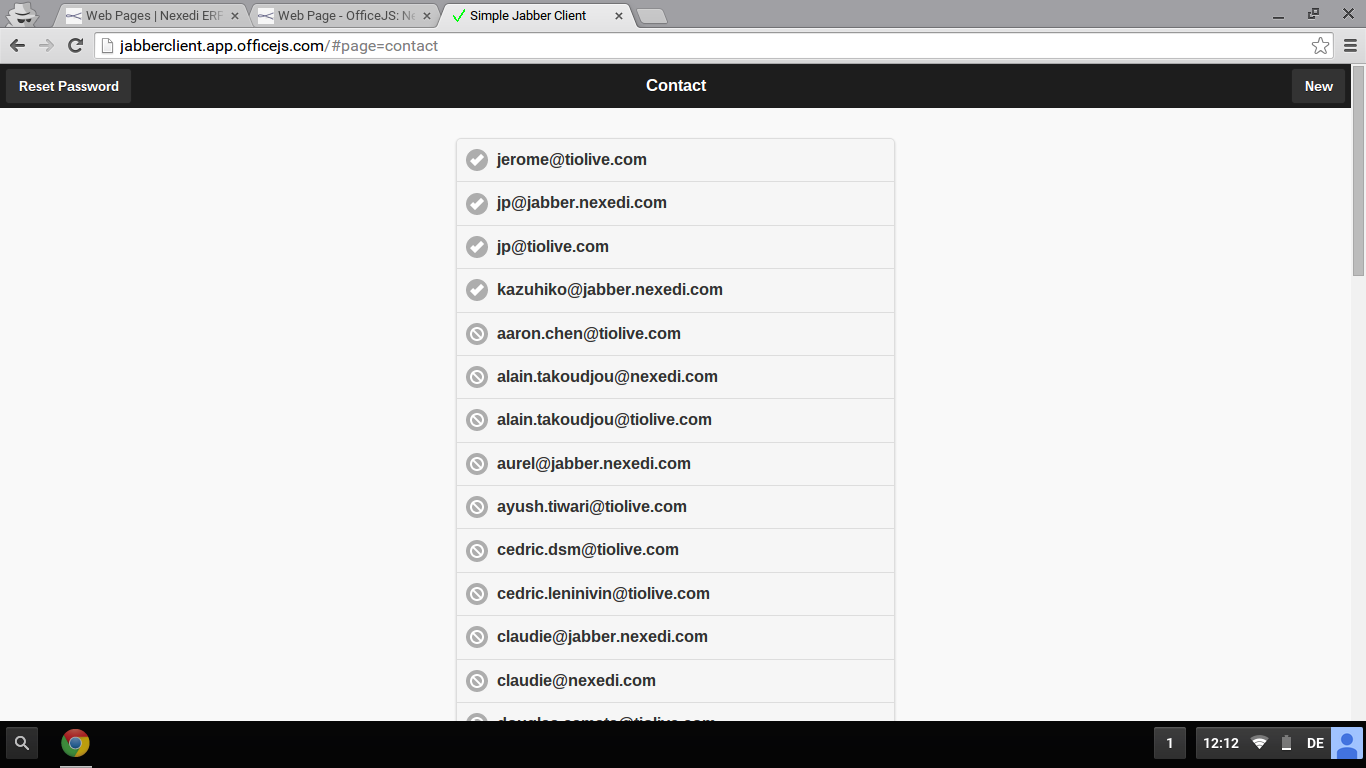 Screenshot: Jabber Client Contact List